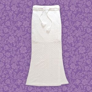 Hunter & Brown White Crochet Boho Maxi Skirt With Tie Front | Size S